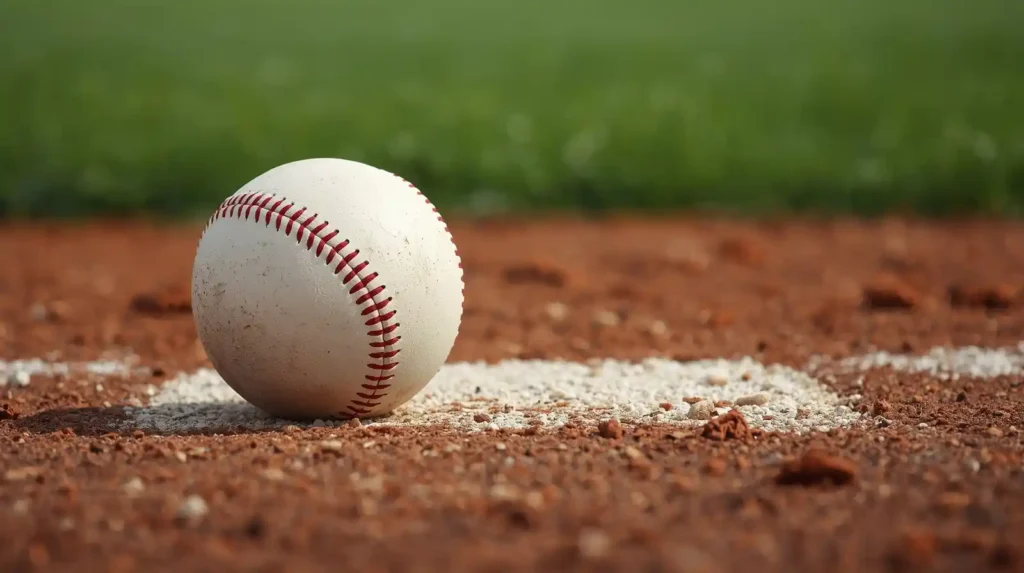 A hyper-realistic baseball image showing a focused batter mid-swing at a stadium with a digital scoreboard displaying OPS (On-Base plus Slugging) stats, highlighting values above